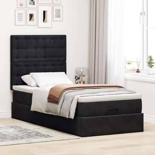 Otomanski okvir kreveta s madracima crni 80x200cm baršunasti - Crna 80 x 200 cm gumbi Cijena