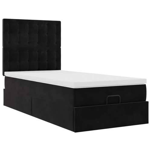 Otomanski okvir kreveta s madracima crni 80x200cm baršunasti - Crna 80 x 200 cm gumbi Cijena