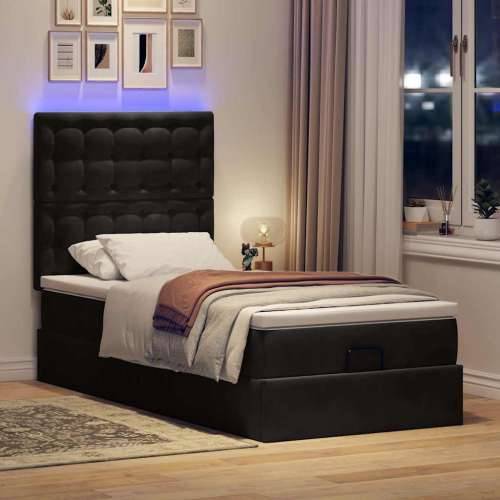 Otomanski okvir kreveta s madracima crni 90x200cm baršunasti - Crna 90 x 200 cm gumbi Cijena
