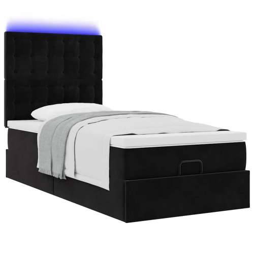 Otomanski okvir kreveta s madracima crni 90x200cm baršunasti - Crna 90 x 200 cm gumbi Cijena