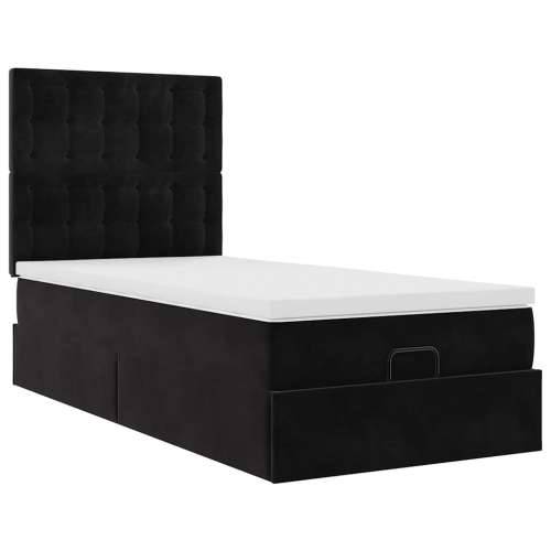 Otomanski okvir kreveta s madracima crni 90x200cm baršunasti - Crna 90 x 200 cm gumbi Cijena