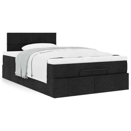 Otomanski krevet s madracem crni 120x200 cm tkanine - Crna 120 x 200 cm Blok s kvadratima Cijena