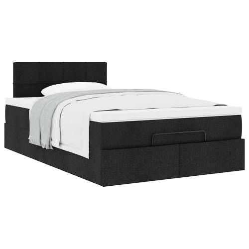 Otomanski krevet s madracem crni 120x200 cm tkanine - Crna 120 x 200 cm Blok s kvadratima Cijena