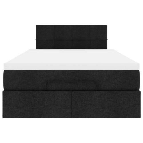 Otomanski krevet s madracem crni 120x200 cm tkanine - Crna 120 x 200 cm Blok s kvadratima Cijena