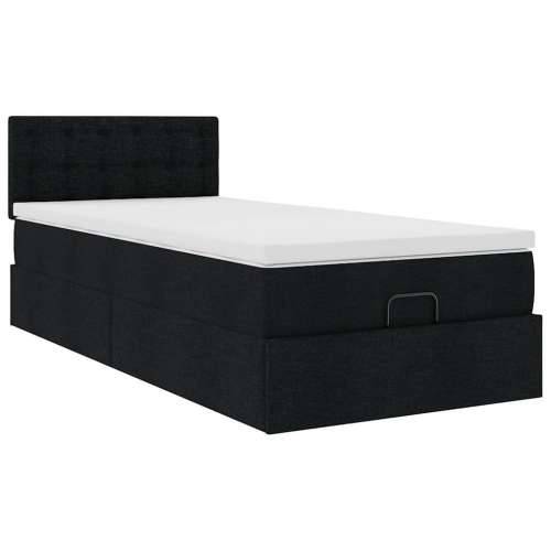 Otomanski okvir kreveta s madraca crni 80x200cm od tkanine - Crna 80 x 200 cm gumbi Cijena