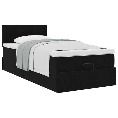 Otomanski okvir kreveta s madraca crni 90x190cm baršunasti - Crna 90 x 190 cm gumbi Cijena