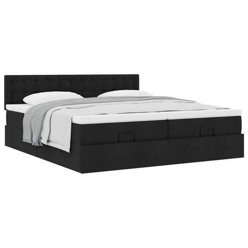 Otomanski okvir kreveta s madracima crni 180x200cm od tkanine - Crna 180 x 200 cm gumbi Cijena