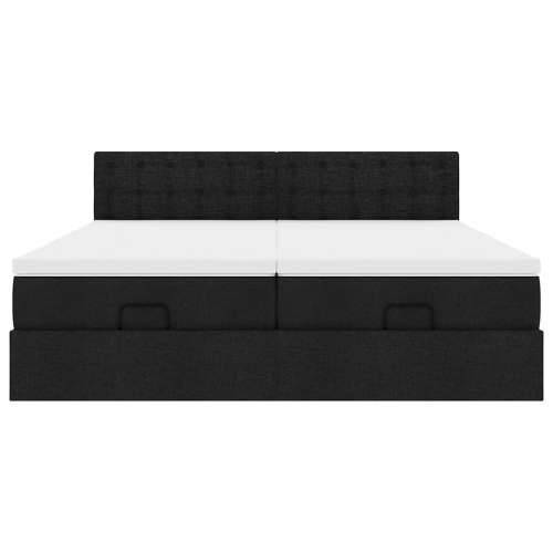 Otomanski okvir kreveta s madracima crni 180x200cm od tkanine - Crna 180 x 200 cm gumbi Cijena