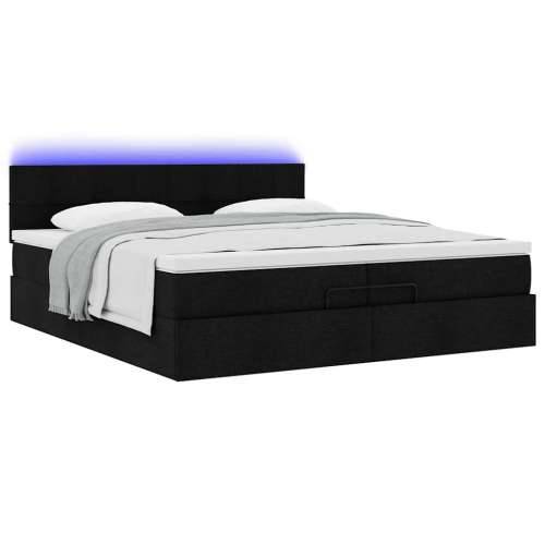Otomanski okvir kreveta s madracima crni 200x200cm od tkanine - Crna 200 x 200 cm Blok s kvadratima Cijena