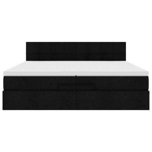 Otomanski okvir kreveta s madracima crni 200x200cm od tkanine - Crna 200 x 200 cm Blok s kvadratima Cijena