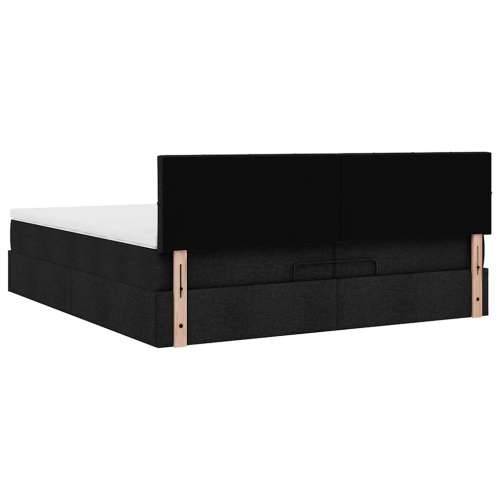 Otomanski okvir kreveta s madracima crni 200x200cm od tkanine - Crna 200 x 200 cm Blok s kvadratima Cijena