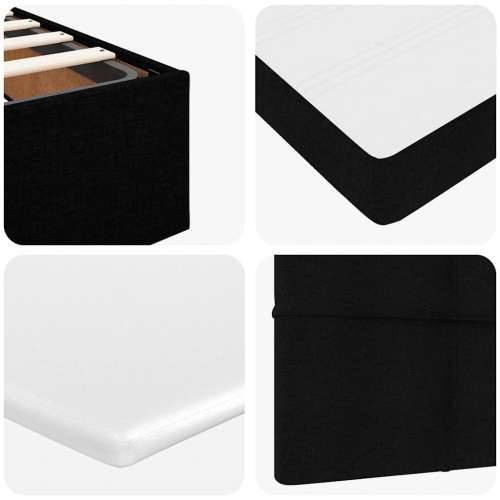 Otomanski okvir kreveta s madracima crni 200x200cm od tkanine - Crna 200 x 200 cm Blok s kvadratima Cijena