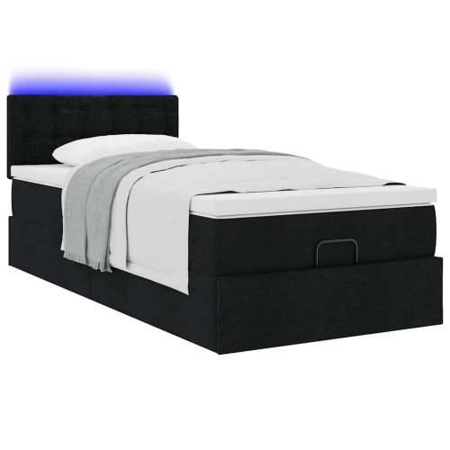 Otomanski okvir kreveta s madraca crni 90x190cm od tkanine - Crna 90 x 190 cm gumbi Cijena