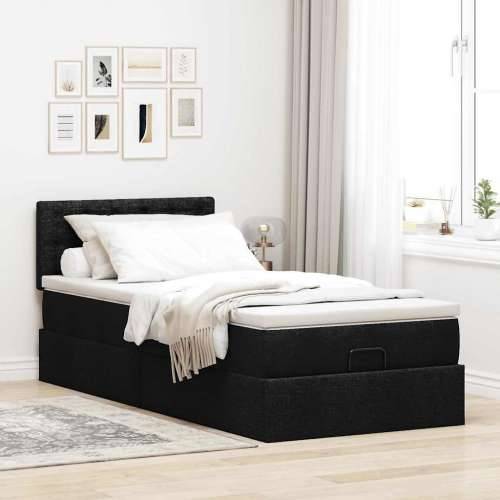 Otomanski okvir kreveta s madraca crni 90x190cm od tkanine - Crna 90 x 190 cm gumbi Cijena