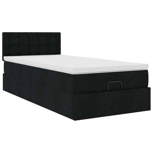 Otomanski okvir kreveta s madraca crni 90x190cm od tkanine - Crna 90 x 190 cm gumbi Cijena