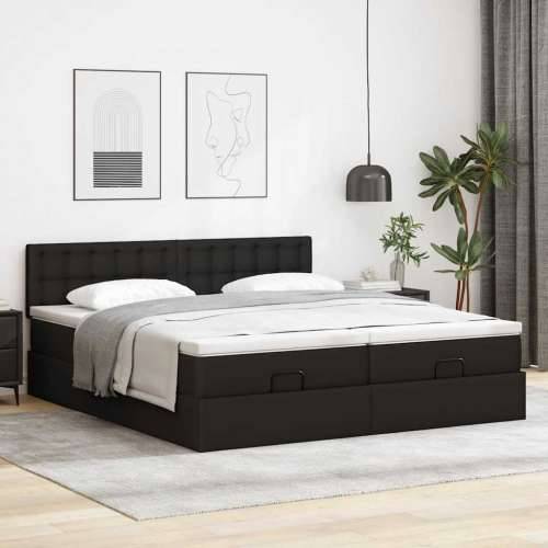 Otomanski okvir kreveta s madracima crni 200x200cm umjetna koža - Crna 200 x 200 cm Cijena