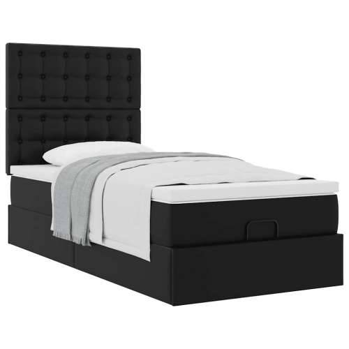Otomanski krevet s madracem crni 90x190cm umjetna koža - Crna 90 x 190 cm Cijena