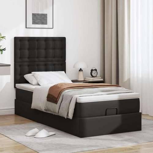 Otomanski krevet s madracem crni 90x190cm umjetna koža - Crna 90 x 190 cm Cijena