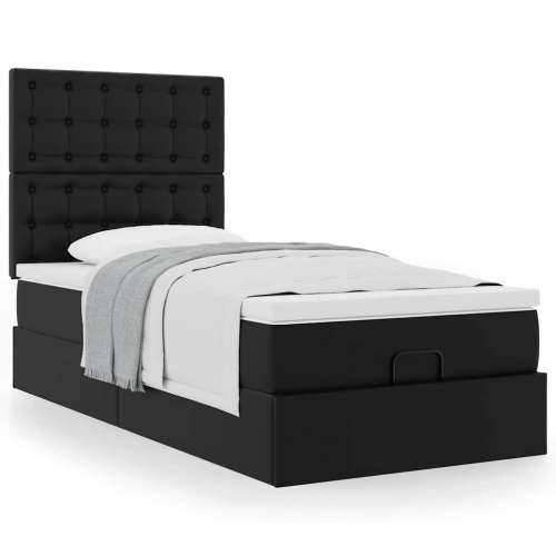 Otomanski krevet s madracem crni 90x190cm umjetna koža - Crna 90 x 190 cm Cijena