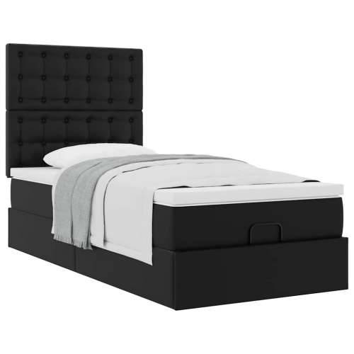Otomanski krevet s madracem crni 90x200 cm umjetna koža - Crna 90 x 200 cm Cijena
