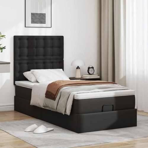 Otomanski krevet s madracem crni 90x200 cm umjetna koža - Crna 90 x 200 cm Cijena