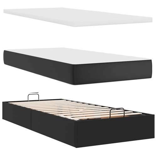 Otomanski krevet s madracem crni 90x200 cm umjetna koža - Crna 90 x 200 cm Cijena