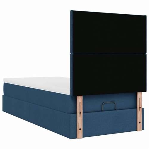 Otomanski krevet s madracem plavi 90x200 cm tkanine - Plava 90 x 200 cm Gladak dizajn Cijena