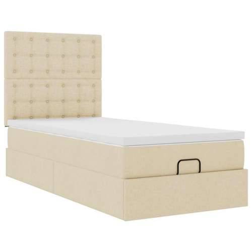Otomanski krevet s madracem krem 100x200 cm tkanine - Krema 100 x 200 cm gumbi Cijena