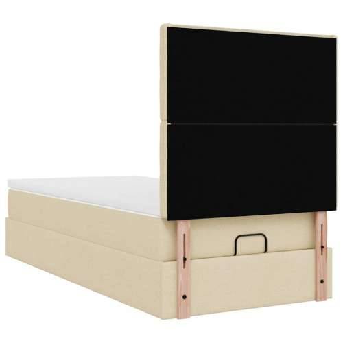 Otomanski krevet s madracem krem 100x200 cm tkanine - Krema 100 x 200 cm gumbi Cijena