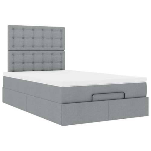 Otomanski krevet s madracem svjetlosivi 120x190 cm tkanine - Svjetlosiva 120 x 190 cm gumbi Cijena