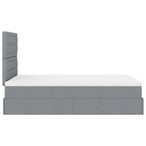 Otomanski krevet s madracem svjetlosivi 120x190 cm tkanine - Svjetlosiva 120 x 190 cm gumbi Cijena