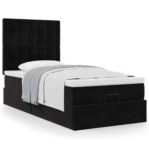 Otomanski okvir kreveta s madracima crni 90x190cm baršunasti - Crna 90 x 190 cm gumbi Cijena