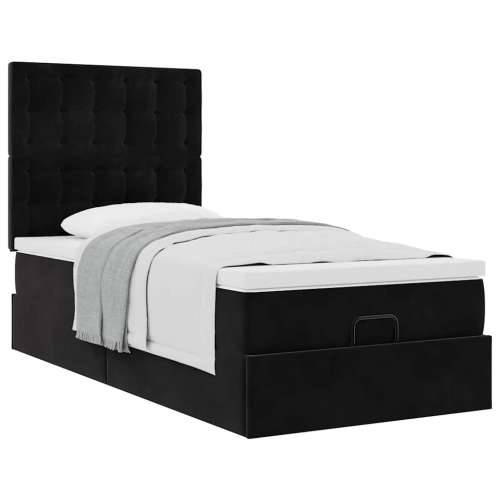 Otomanski okvir kreveta s madracima crni 90x190cm baršunasti - Crna 90 x 190 cm gumbi Cijena