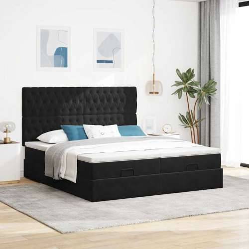 Okvir kreveta s madracima crni 160x200cm baršunasti - Crna 160 x 200 cm Dizajn s gumbima Cijena