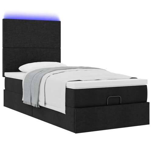 Otomanski krevet s madracem i LED crna 80x200cm tkanina - Crna 80 x 200 cm Gladak dizajn Cijena