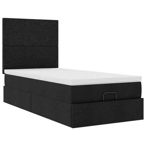 Otomanski krevet s madracem i LED crna 80x200cm tkanina - Crna 80 x 200 cm Gladak dizajn Cijena