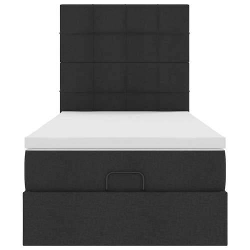 Otomanski okvir kreveta s madraca crni 90x190cm od tkanine - Crna 90 x 190 cm Blok s kvadratima Cijena