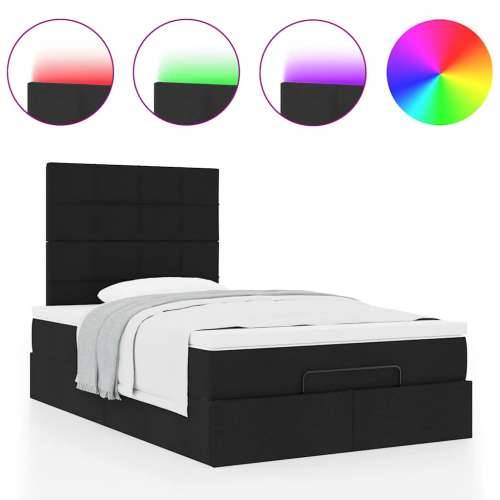 Otomanski krevet madracem i LED crna 120x190 cm tkanina - Crna 120 x 190 cm Blok s kvadratima Cijena