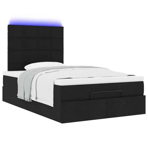 Otomanski krevet madracem i LED crna 120x190 cm tkanina - Crna 120 x 190 cm Blok s kvadratima Cijena
