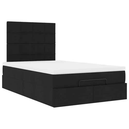 Otomanski krevet madracem i LED crna 120x190 cm tkanina - Crna 120 x 190 cm Blok s kvadratima Cijena