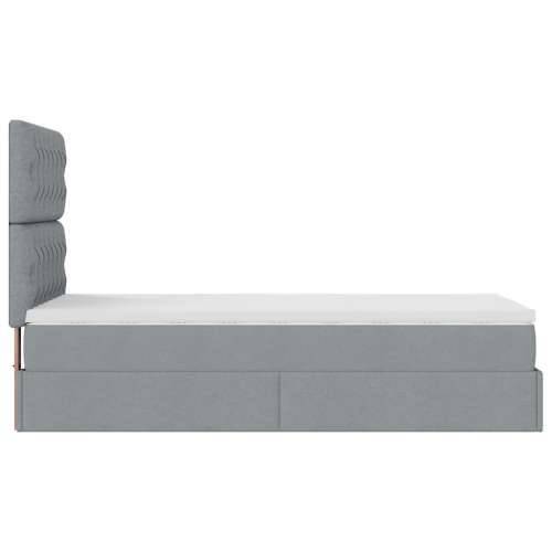 Otomanski krevet s madracem i LED svijetlosiva 80x200cm tkanina - Svjetlosiva 80 x 200 cm Dizajn s gumbima Cijena