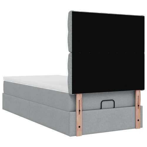 Otomanski krevet s madracem i LED svijetlosiva 80x200cm tkanina - Svjetlosiva 80 x 200 cm Dizajn s gumbima Cijena