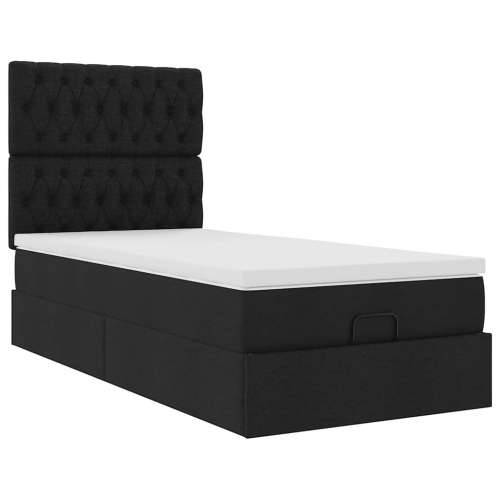 Otomanski krevet s madracem i LED crna 80x200cm tkanina - Crna 80 x 200 cm Dizajn s gumbima Cijena