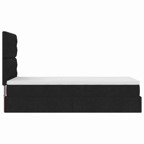 Otomanski krevet s madracem i LED crna 80x200cm tkanina - Crna 80 x 200 cm Dizajn s gumbima Cijena