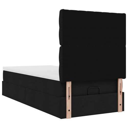 Otomanski krevet s madracem i LED crna 80x200cm tkanina - Crna 80 x 200 cm Dizajn s gumbima Cijena