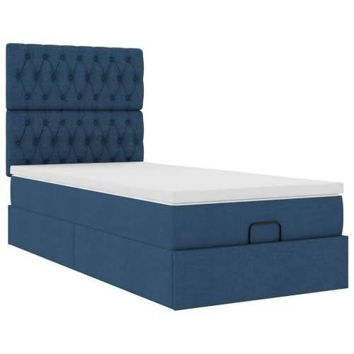 Otomanski krevet s madracem i LED plavi 100x200 cm tkanine - Plava 100 x 200 cm Dizajn s gumbima Cijena