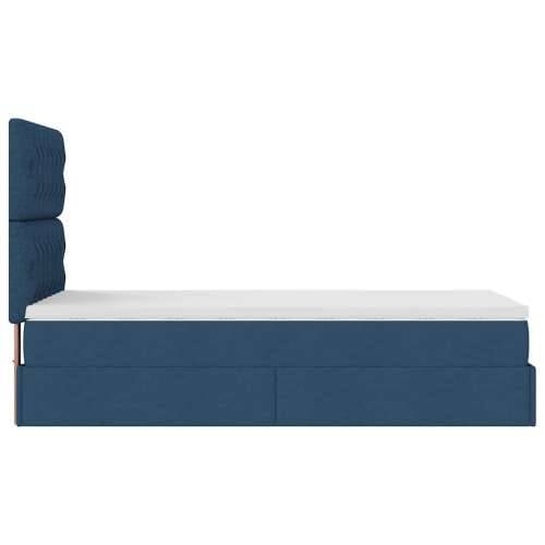 Otomanski krevet s madracem i LED plavi 100x200 cm tkanine - Plava 100 x 200 cm Dizajn s gumbima Cijena