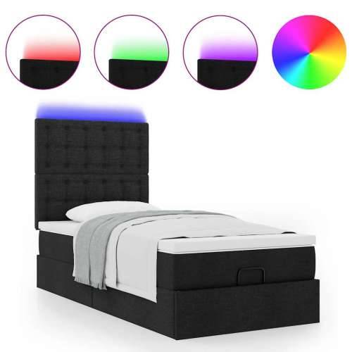 Otomanski krevet s madracem i LED crna 80x200cm tkanina - Crna 80 x 200 cm gumbi Cijena
