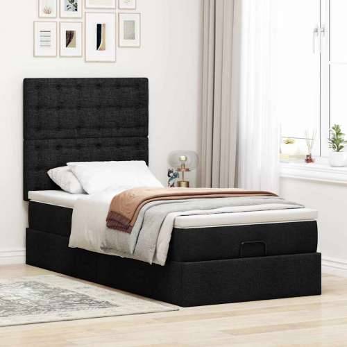 Otomanski krevet s madracem i LED crna 80x200cm tkanina - Crna 80 x 200 cm gumbi Cijena