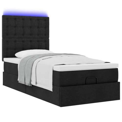 Otomanski okvir kreveta s madraca crni 90x190cm od tkanine - Crna 90 x 190 cm gumbi Cijena